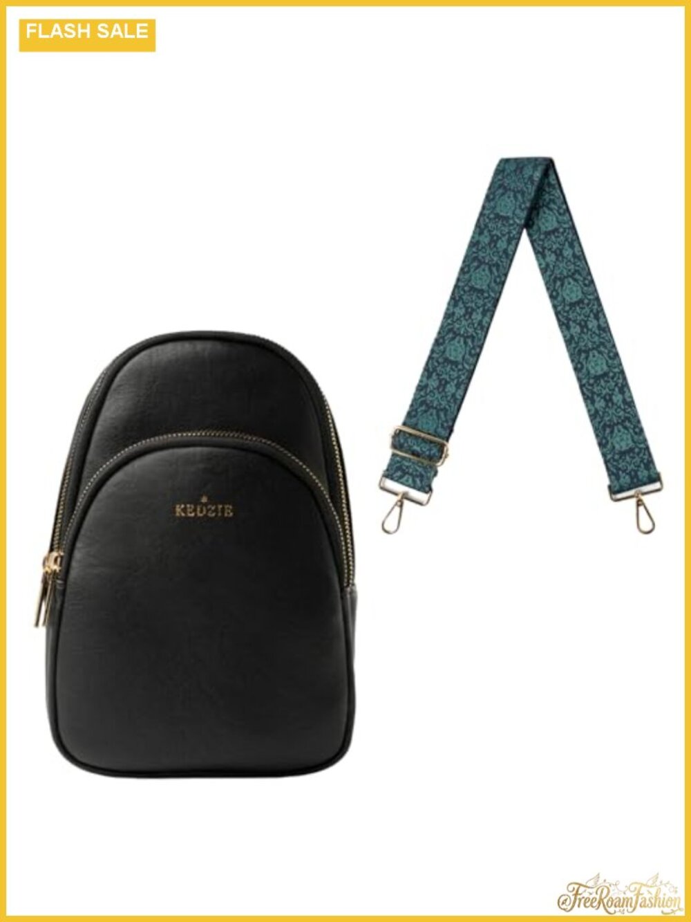 Vegan Leather Sling Bag Crossbody with Interchangeable Strap